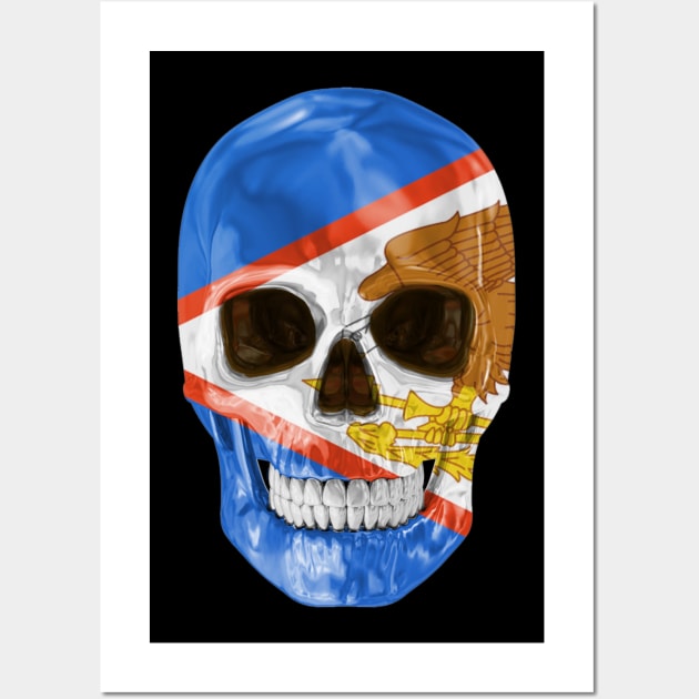 American Samoa Flag Skull - Gift for American Samoan With Roots From American Samoa Wall Art by Country Flags